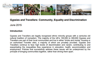 Gypsies and Travellers: Community, Equality and Discrimination 