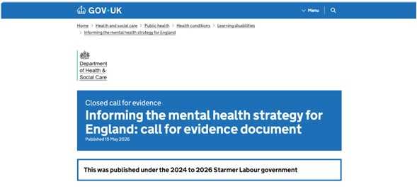 Informing the Mental Health Strategy for England: call for evidence document